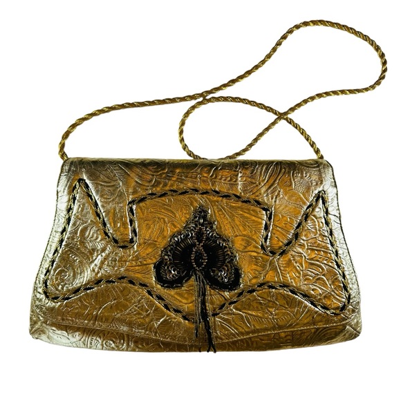 Francis Handbags - Cool vintage shoulder bag gold leather with cool accents byFrancis Suave Suave